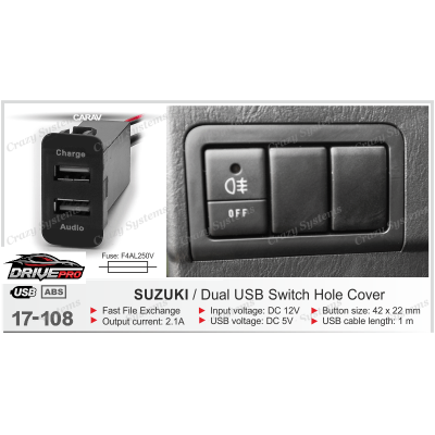 Suzuki - Dual USB Switch Hole Cover / Charger + Audio