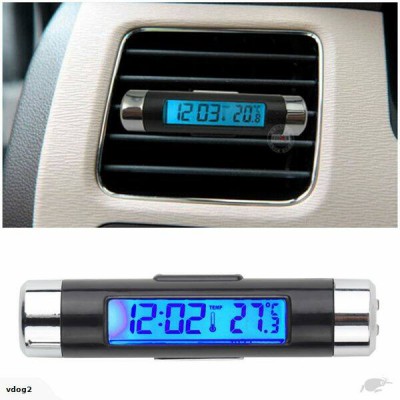 Digital LCD Car/Automotive Thermometer / Clock / Calendar - clip on style