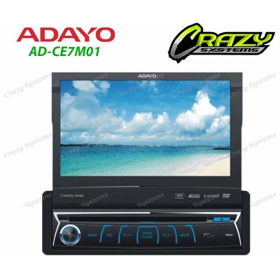 ADAYO CE7M01 | 7" 1Din Motorized DVD , USB , SD, GPS, BLUTOOTH Car Stereo