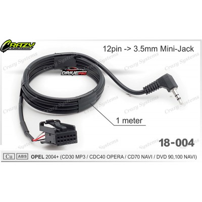 Aux Cable for OPEL 2004+ (CD30 MP3 / CDC40 OPERA / CD70 NAVI / DVD 90,100 NAVI)