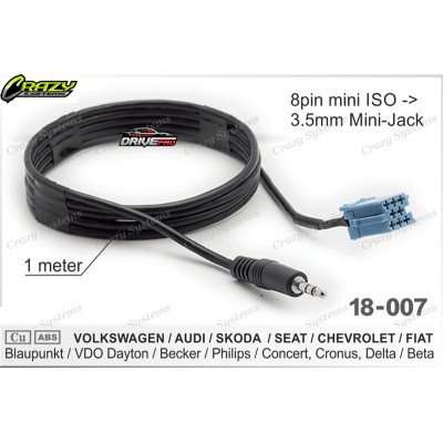 Aux Cable for VOLKSWAGEN / AUDI / SKODA / SEAT / CHEVROLET / FIAT (Blaupunkt