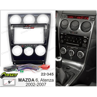 9" Radio /  MAZDA (6), Atenza 2002-2007 Fitting Kit (With Auto A/C board)