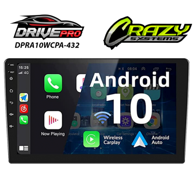 DrivePro 10.1" Pad| Android 10 OS, Wireless Apple Carplay, Wireless Android Auto
