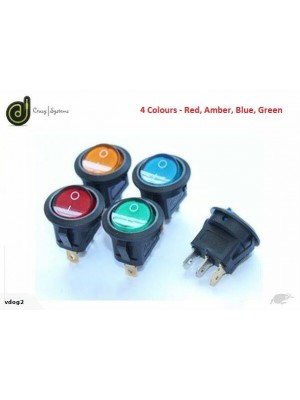 12V | 20A - Full Color LED Illuminated Rocker Switch - 20mm