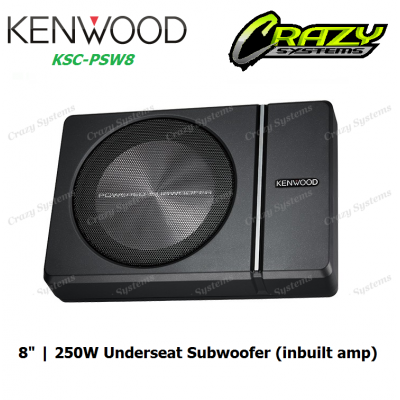 Kenwood KSC-PSW8 | 8" Underseat Style Active Car Subwoofer (250W)