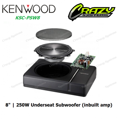 Kenwood KSC-PSW8 | 8" Underseat Style Active Car Subwoofer (250W)