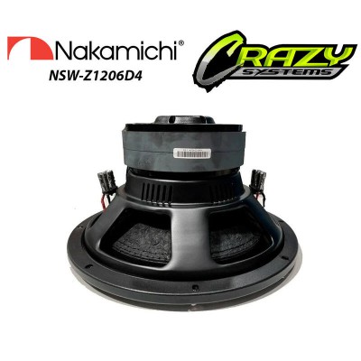 Nakamichi NSW-Z1206D4 | 12" 3600W (600W RMS) 4 ohm Dual Voice Coil Car Subwoofer