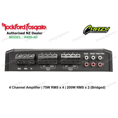 ROCKFORD FOSGATE R400-4D 4-Channel 400W RMS Class-D Prime Series Amplifier