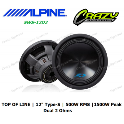 Alpine SWS-12D2 12" 1500W (500W RMS) Dual 2 Ohm Voice Coil Car Subwoofer